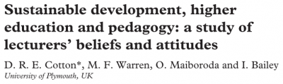 Survey Research - Exemplary Study - Cotton et al. 2007 - Title